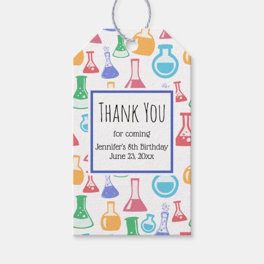 Bekers en Flasks Fun Pattern Party Dank u Cadeaulabel (Voorkant)