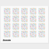 Bekers en Flasks Fun Pattern Party Dank u Vierkante Sticker (Vel)
