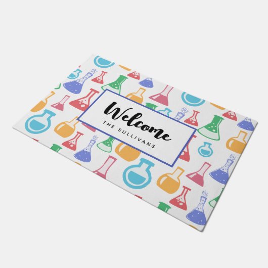 Bekers en Flasks Fun Science Patroon Welkom Deurmat (Schuin)