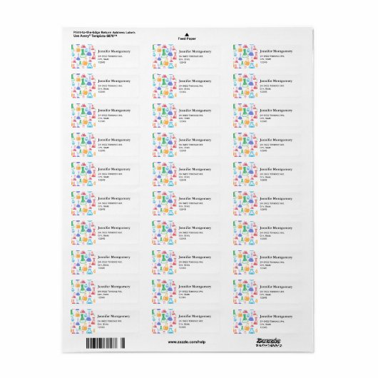 Bekers en Flasks Leuke Wetenschap Patroon Adres Etiket (Full Sheet)