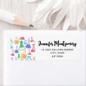 Bekers en Flasks Leuke Wetenschap Patroon Adres Etiket (Insitu)