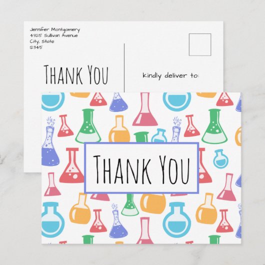 Bekers en Flasks Wetenschapspatroon Bedankt Briefkaart (Voorkant / Achterkant)