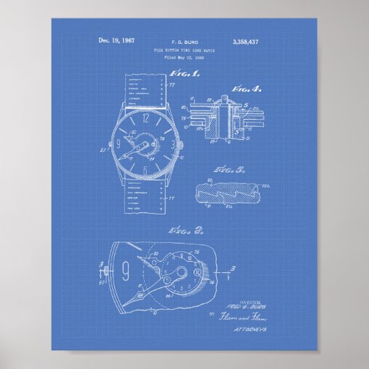 Bekijk 1966 Patent Art - Blauwdruk Poster (Voorkant)