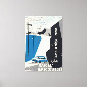 Bekijk Amerika - Nieuw poster voor Vintage in Mexi Canvas Afdruk