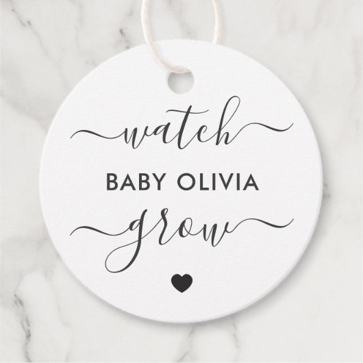 Bekijk Baby Grow, Plant Gift Label, Favor Tag Bedankjes Labels (Voorkant)