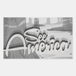 Bekijk de Amerikaanse Cartoon Rechthoekige Sticker