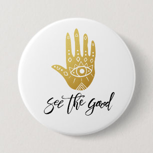 Bekijk de Goede Hamsa Ronde Button 7,6 Cm