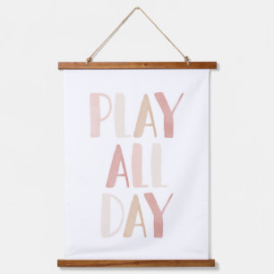 Bekijk de hele dag roze neutrale Girls Room Decor Hangend Wandkleed