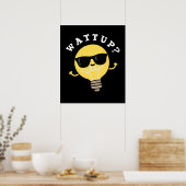 Bekijk Funny Electric Bulb Pun Dark BG Poster (Keuken)