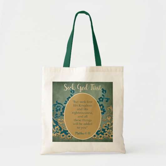 Bekijk God eerst Floral Tote Bag (Voorkant)