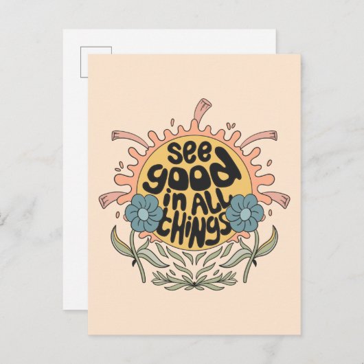 Bekijk goed in alle dingen Hippie Graphic Briefkaart (Voorkant / Achterkant)