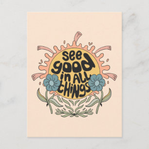 Bekijk goed in alle dingen Hippie Graphic Briefkaart