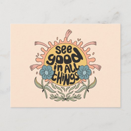 Bekijk goed in alle dingen Hippie Graphic Briefkaart (Voorkant)