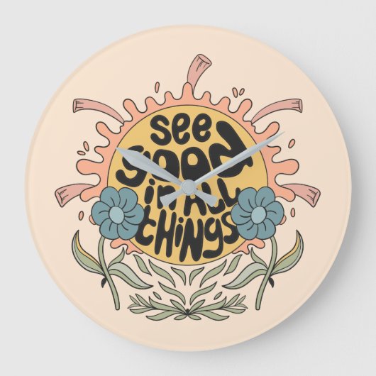 Bekijk goed in alle dingen Hippie Graphic Grote Klok (Voorkant)