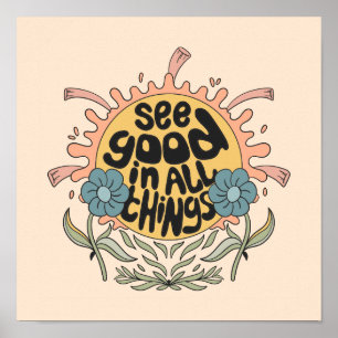 Bekijk goed in alle dingen Hippie Graphic Poster