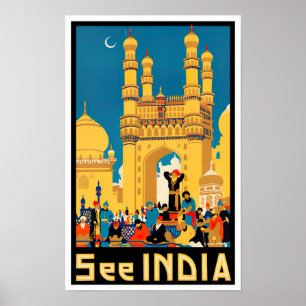 Bekijk het Indiase vintage-reizen Poster