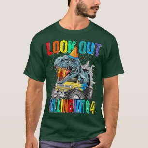 Bekijk het uitrollen in 4 monster Truck Dinosaur T-shirt