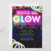 BEKIJK ME GLOW Neon verjaardagsfeestje Kaart (Voorkant)