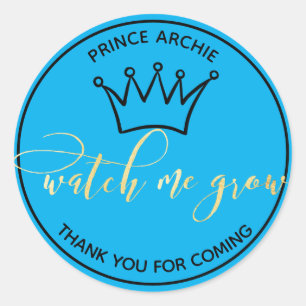 Bekijk Me Grow Blue en Gold Royal Ronde Sticker