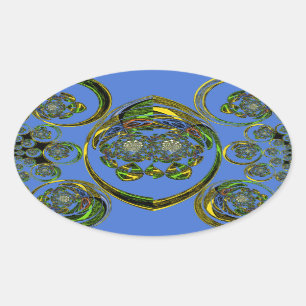 Bekijk mijn blauwe curves ovale sticker