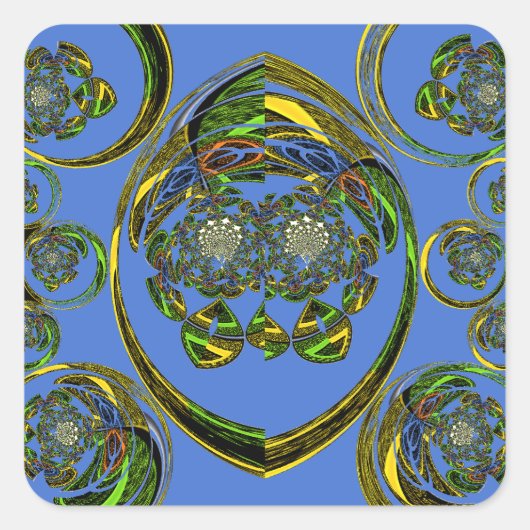 Bekijk mijn blauwe curves vierkante sticker (Voorkant)