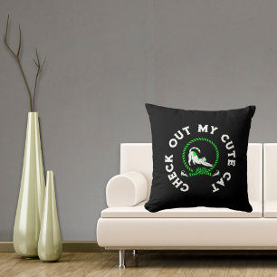 Bekijk mijn Schattigee Cat Funny  Retro Black Kussen