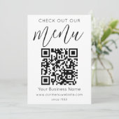 Bekijk ons menu QR Code Zwart Wit Chic Modern (Staand voorkant)