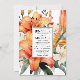 BEKIJK TERUG All-in-One Tiger Lily Wedding Invitat Kaart