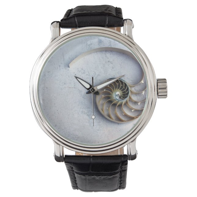 Bekijk zeeschelp nautilus shell horloge (Voorkant)
