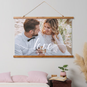 Bekledingsfoto voor Elegant Script "Love" Hangend Wandkleed