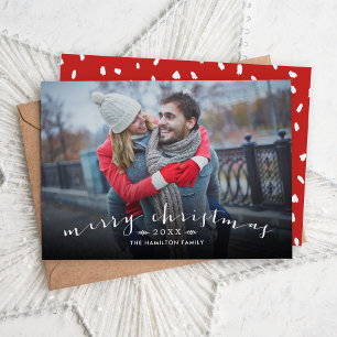 Bekledingsfoto voor Kerst Chic Script Feestdagenkaart