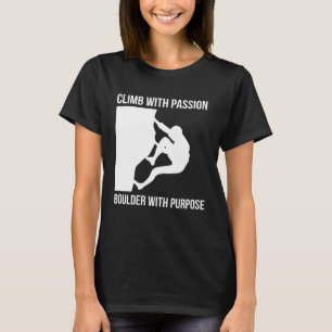Beklim met passie rotsblok met doel t-shirt