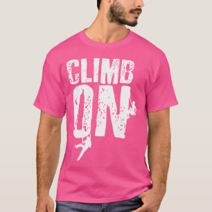 Beklim op de berg rots klimmen bouldering klimmer t-shirt