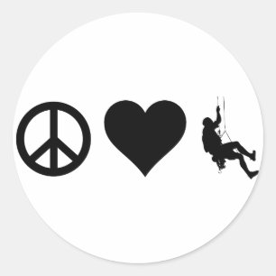 Beklimmen van het vredesliefdesgebergte ronde sticker