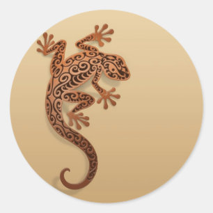 Beklimming Brown Gecko Ronde Sticker