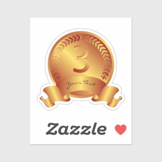 Bekroonde Sticker Bronze Medal & Custom text Award (Vel)