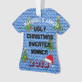 Bekroonde versiering van de "Ugly KerstSweater Awa Ornament (voorkant)