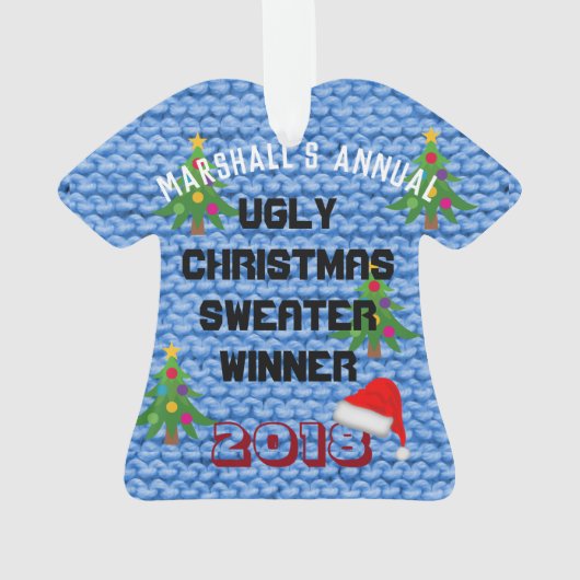 Bekroonde versiering van de "Ugly KerstSweater Awa Ornament (achterkant)