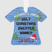 Bekroonde versiering van de "Ugly KerstSweater Awa Ornament (voorkant)