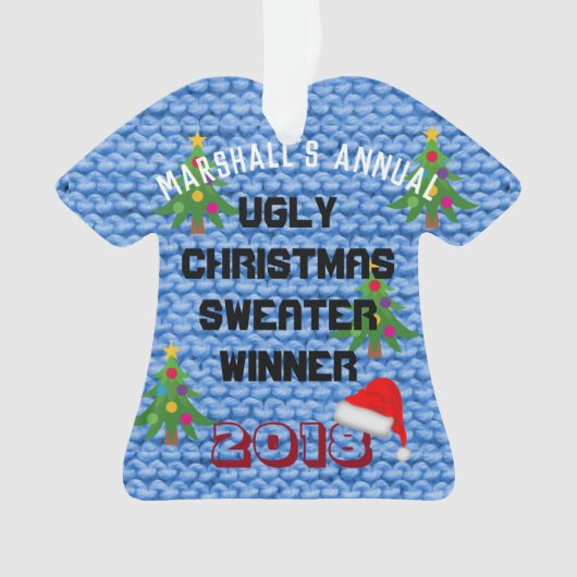 Bekroonde versiering van de "Ugly KerstSweater Awa Ornament (voorkant)