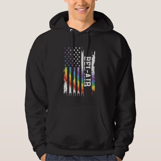 Bel-Air United States Distressed Rainbow met Ameri Hoodie (Voorkant)
