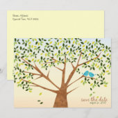 Bel arbre oiseau Save the Date (Devant / Derrière)