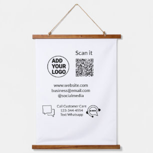 Bel de klantenservice tekst whatsapp Q R code busi Hangend Wandkleed