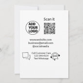 Bel de klantenservice tekst whatsapp Q R code busi Kaart (Achterkant)