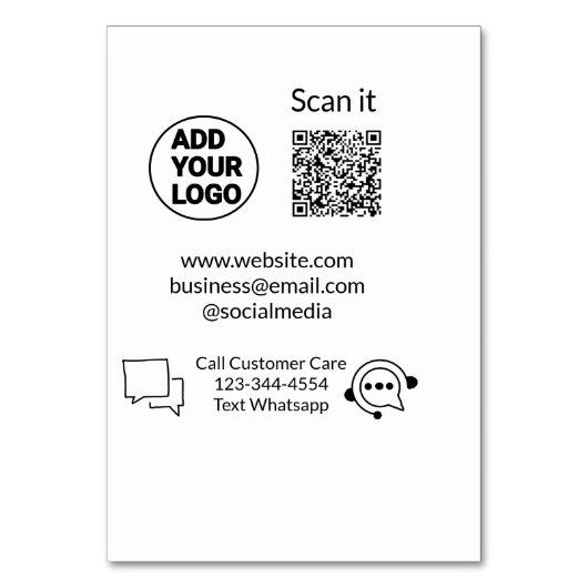 Bel de klantenservice tekst whatsapp Q R code busi Kaart (Voorkant)