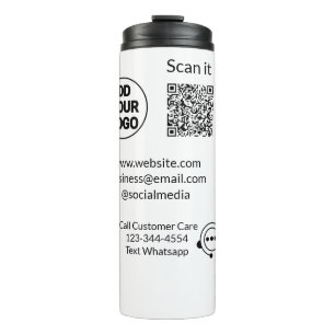 Bel de klantenservice tekst whatsapp Q R code busi Thermosbeker