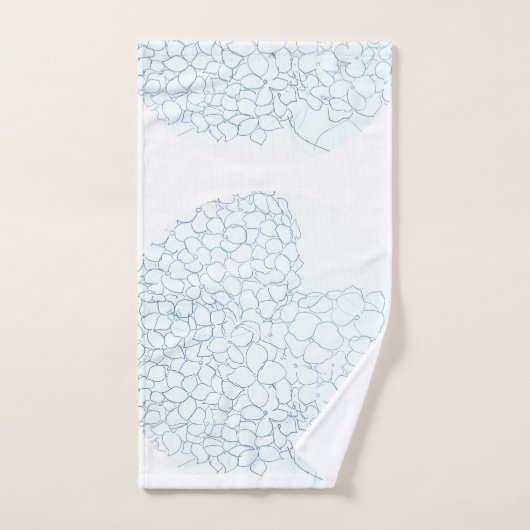 Bel ensemble bleu de serviette d'hortensia (Serviette à main)
