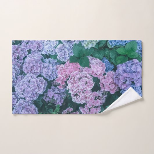 Bel ensemble floral pourpre et rose de serviette (Serviette à main)