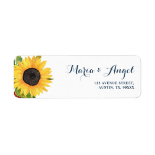 bel étiquette de adresse de tournesol d'aquarelle