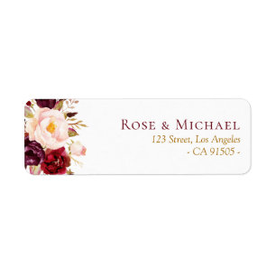 bel étiquette de adresse floral de Bourgogne
